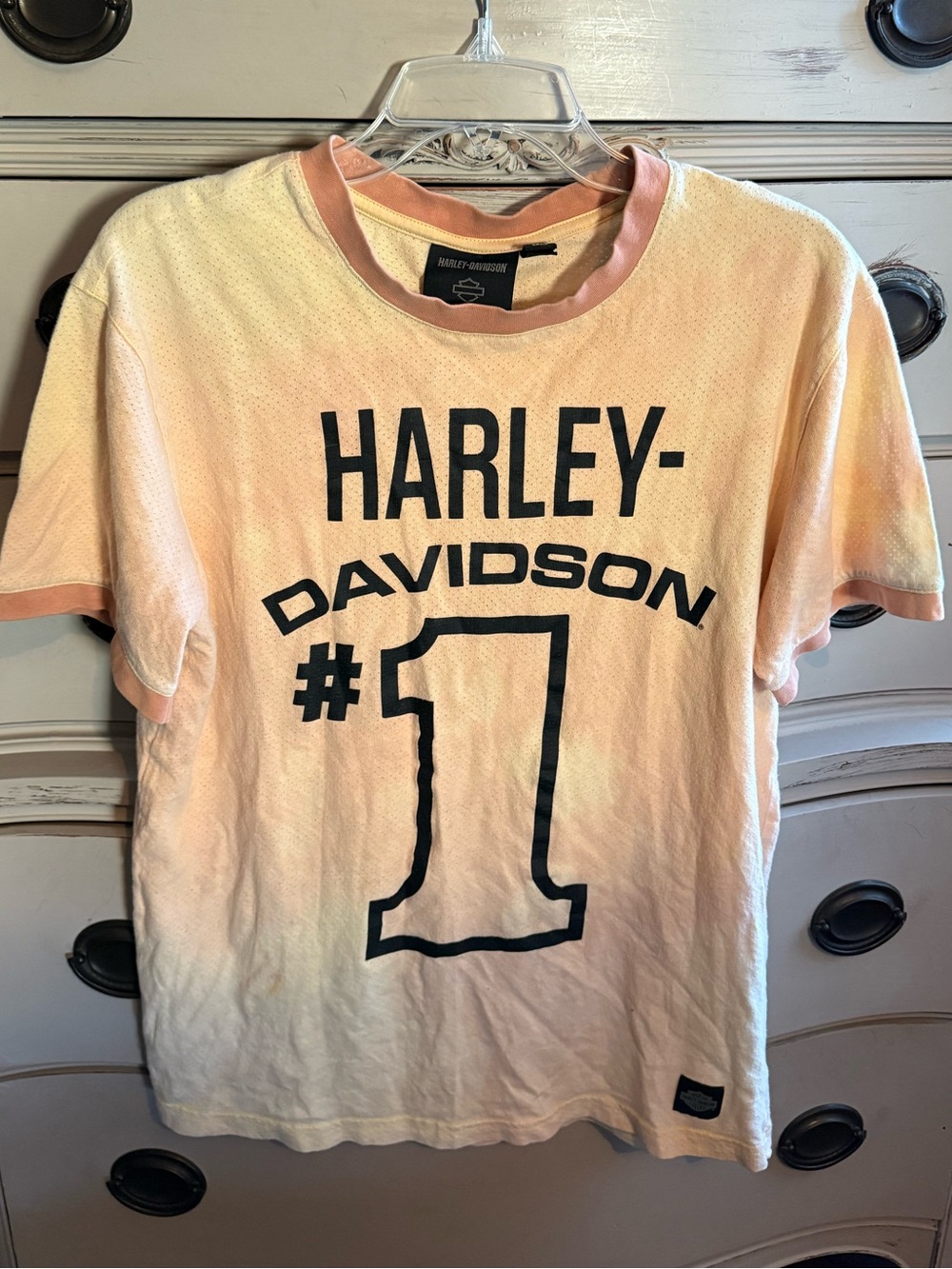 Harley Davidson #1 Mesh Short Sleeve Ringer Tee Shirt M